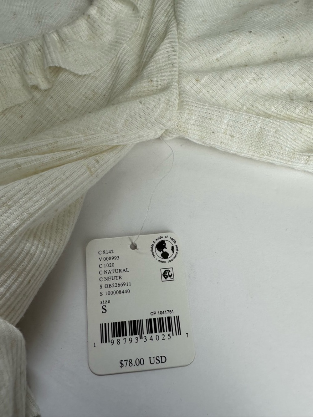 Free People Ruffle Romper Women's Size Small NEW WITH TAGS White flecked Flax - Picture 11 of 12